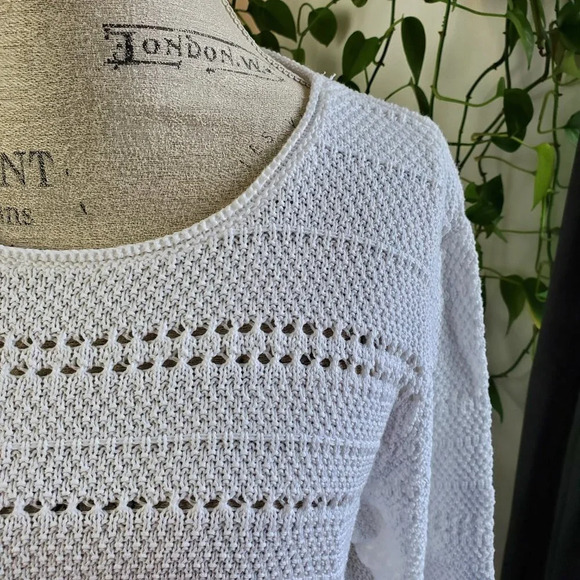 Boho Handmade Crochet  Light Weight Crew Neck Cropped Sleeve Shirt (Size L) - Picture 8 of 12